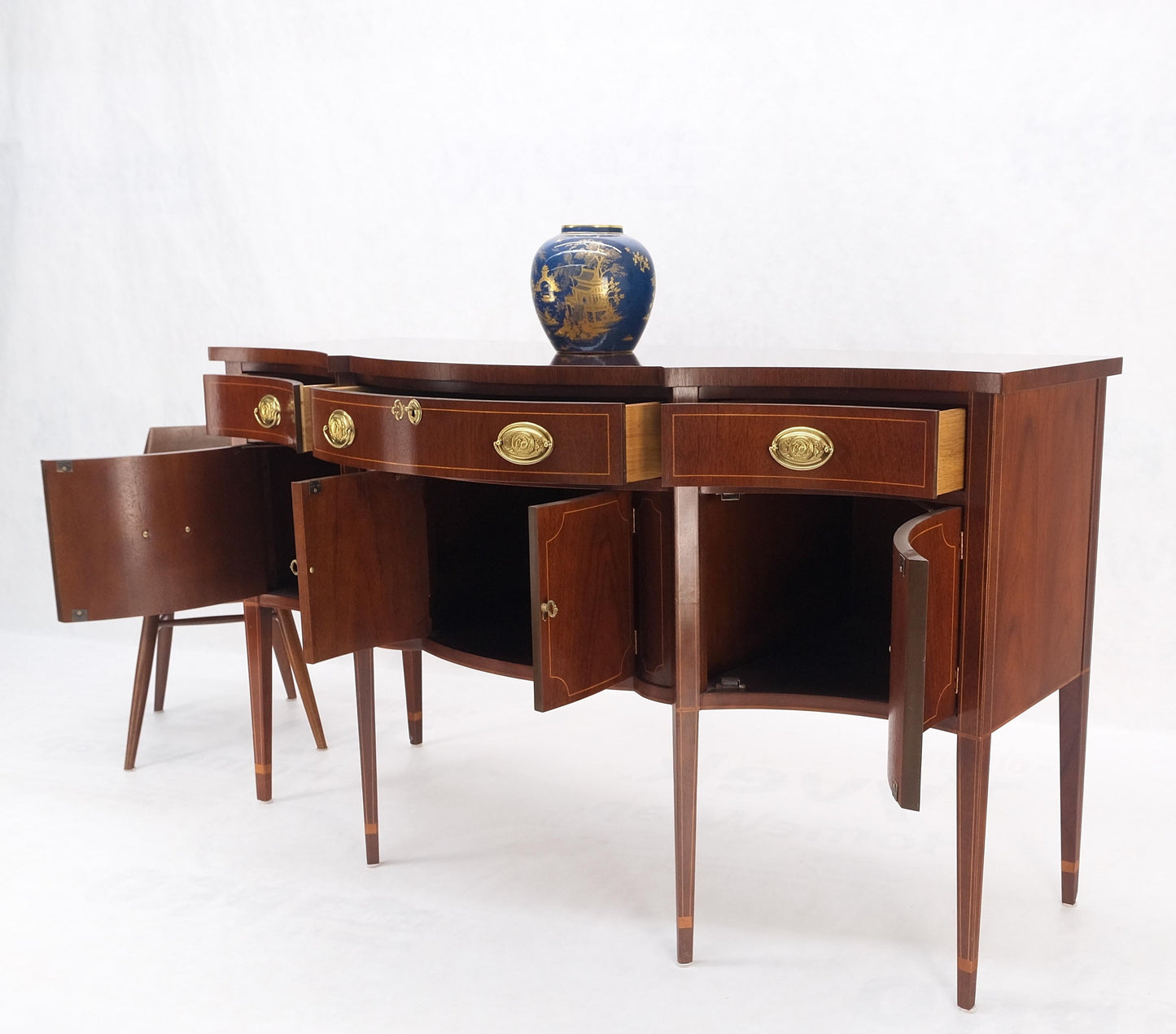 EstablishedLines Full Size Pencil Inlaid Mahogany Federal SideBoard Server Buffet by Baker MINT!