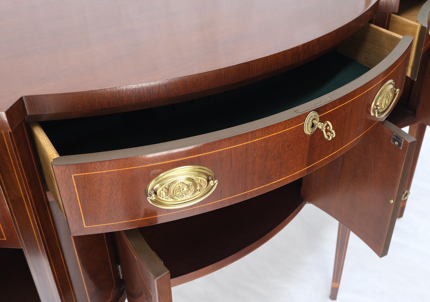 EstablishedLines Full Size Pencil Inlaid Mahogany Federal SideBoard Server Buffet by Baker MINT!