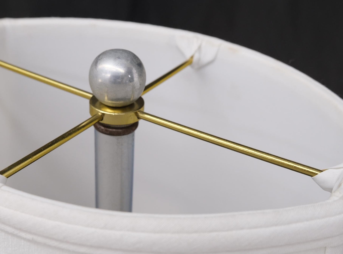 EstablishedLines Pair of Cast Lotus Shape Bases Chrome Faux Bamboo Mid-Century Modern Floor Lamps