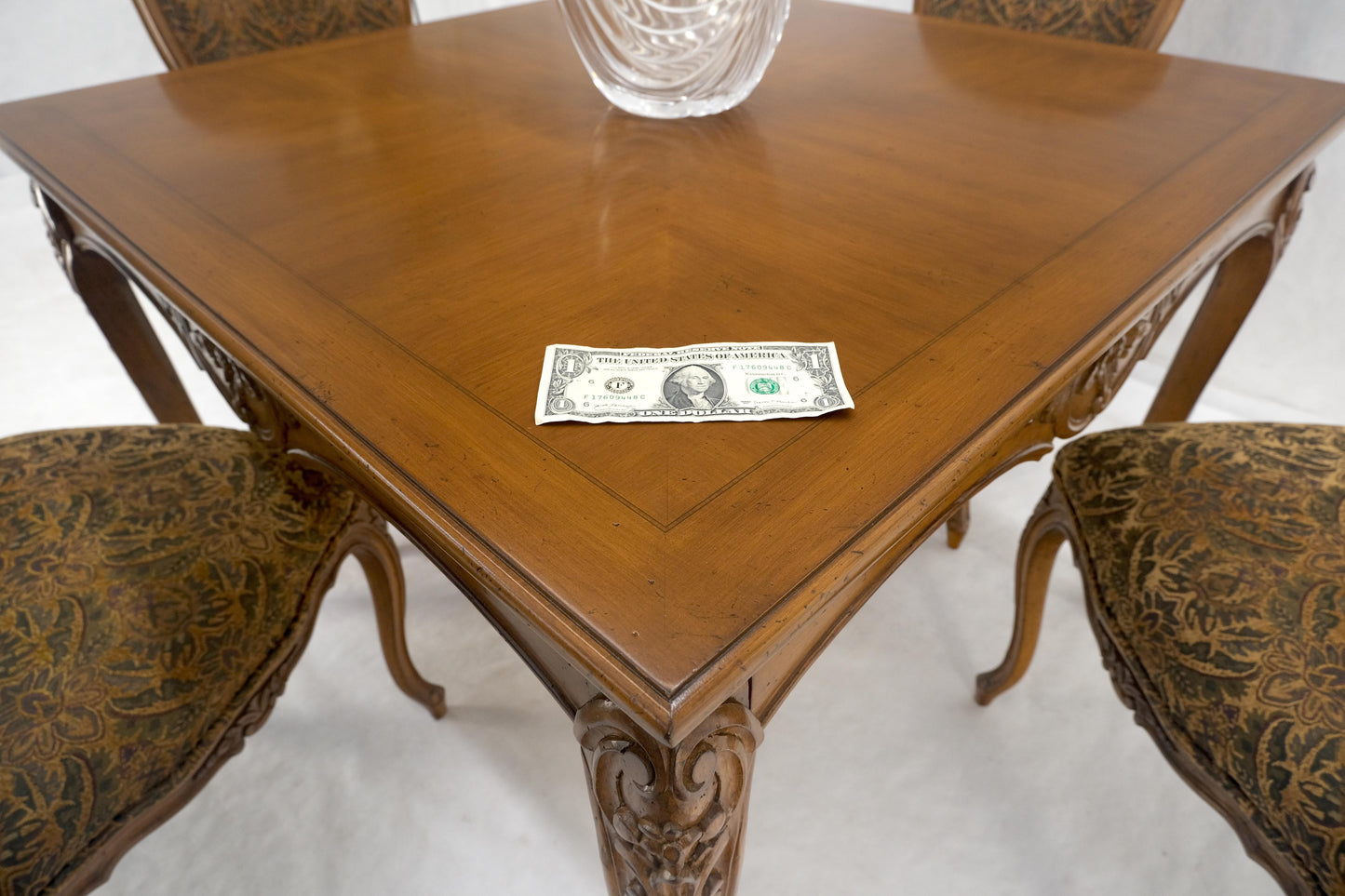 EstablishedLines Country French Carved Italian Two Drawers Dining Game Table 4 Chairs Set MINT!