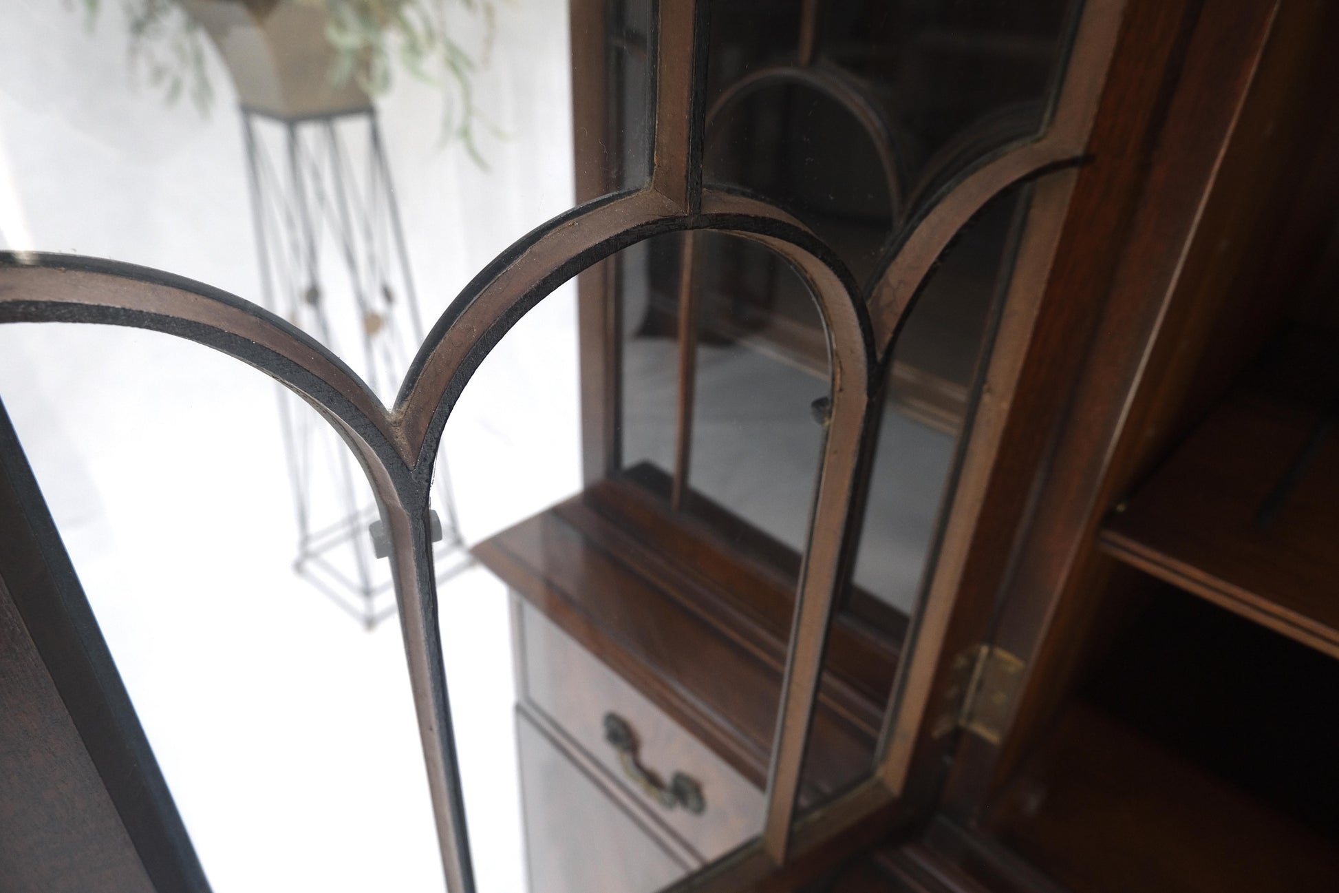 EstablishedLines Beacon Hill Two Part Crotch Flame Mahogany Individual Glass Pane Breakfront MINT