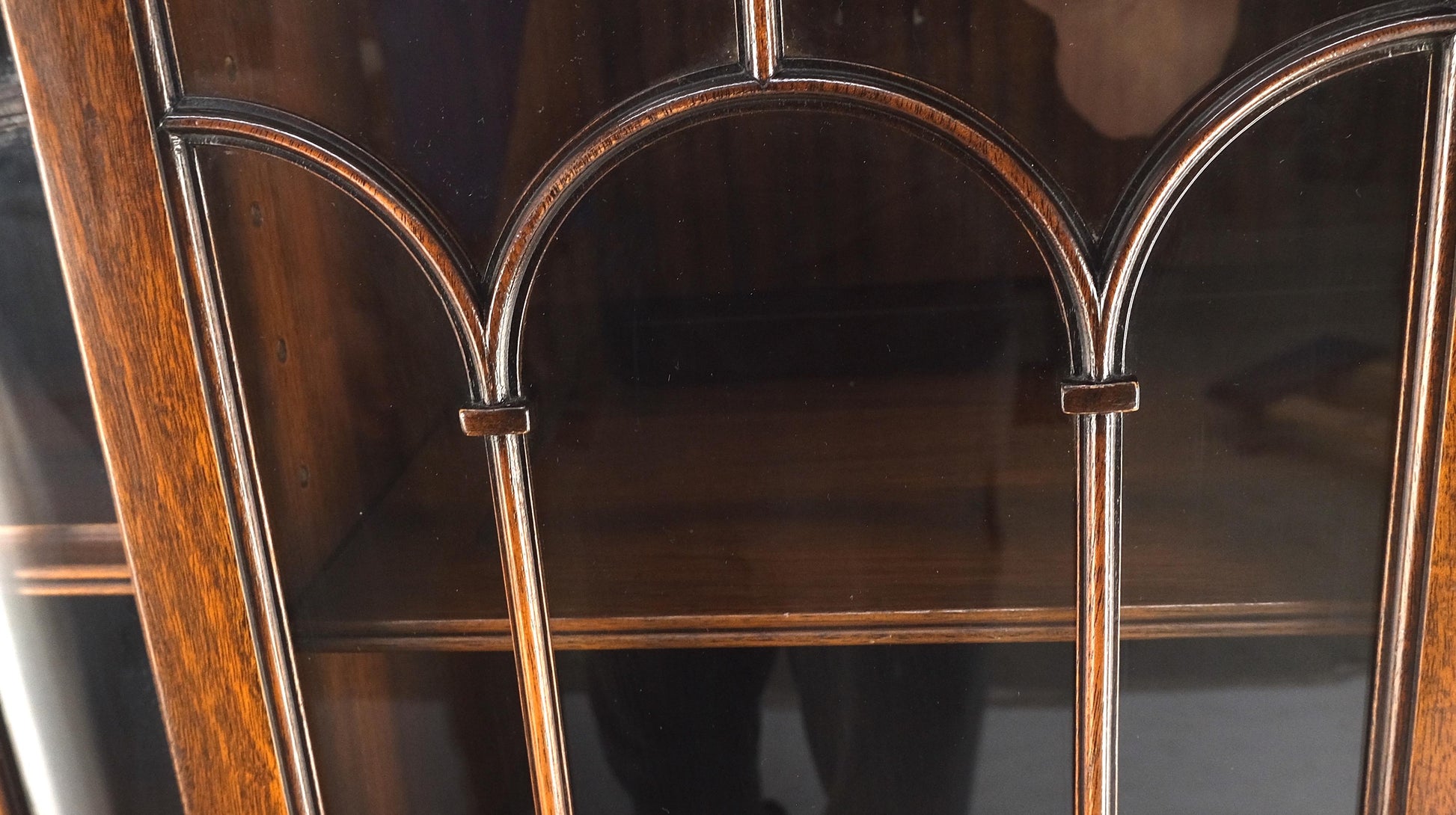 EstablishedLines Beacon Hill Two Part Crotch Flame Mahogany Individual Glass Pane Breakfront MINT