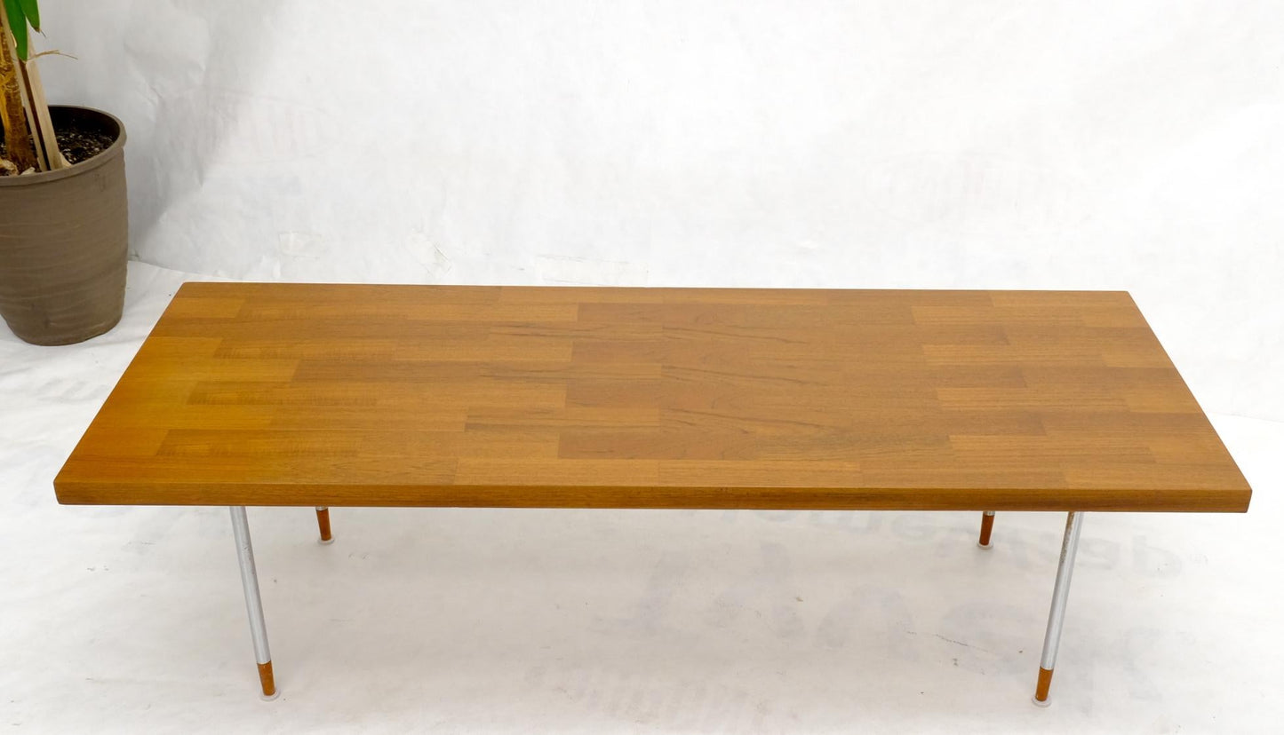 EstablishedLines Danish Mid-Century Modern Rectangle Coffee Table on Chrome Cylinder Legs