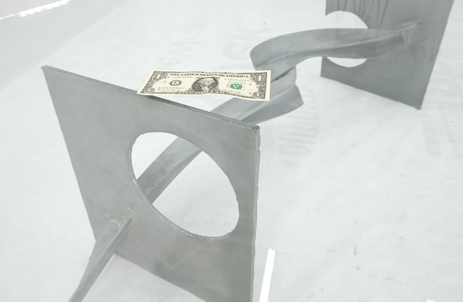 EstablishedLines Twisted Metal Ribbon Base 3/4" Rectangle Glass Top Mid Century Coffee Table MINT