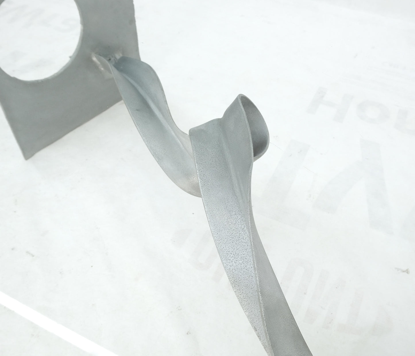 EstablishedLines Twisted Metal Ribbon Base 3/4" Rectangle Glass Top Mid Century Coffee Table MINT