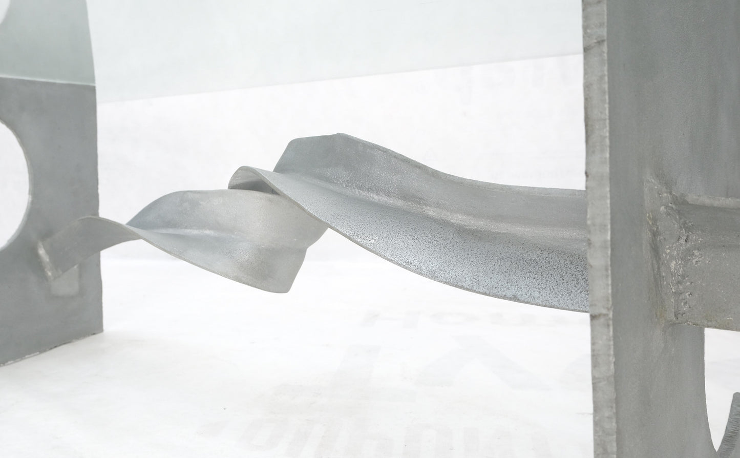 EstablishedLines Twisted Metal Ribbon Base 3/4" Rectangle Glass Top Mid Century Coffee Table MINT