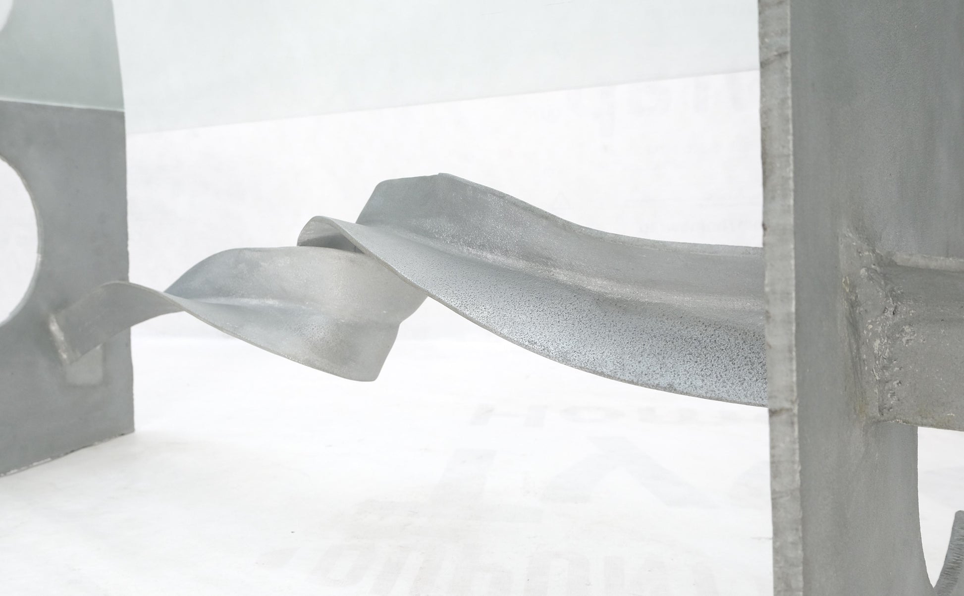 EstablishedLines Twisted Metal Ribbon Base 3/4" Rectangle Glass Top Mid Century Coffee Table MINT