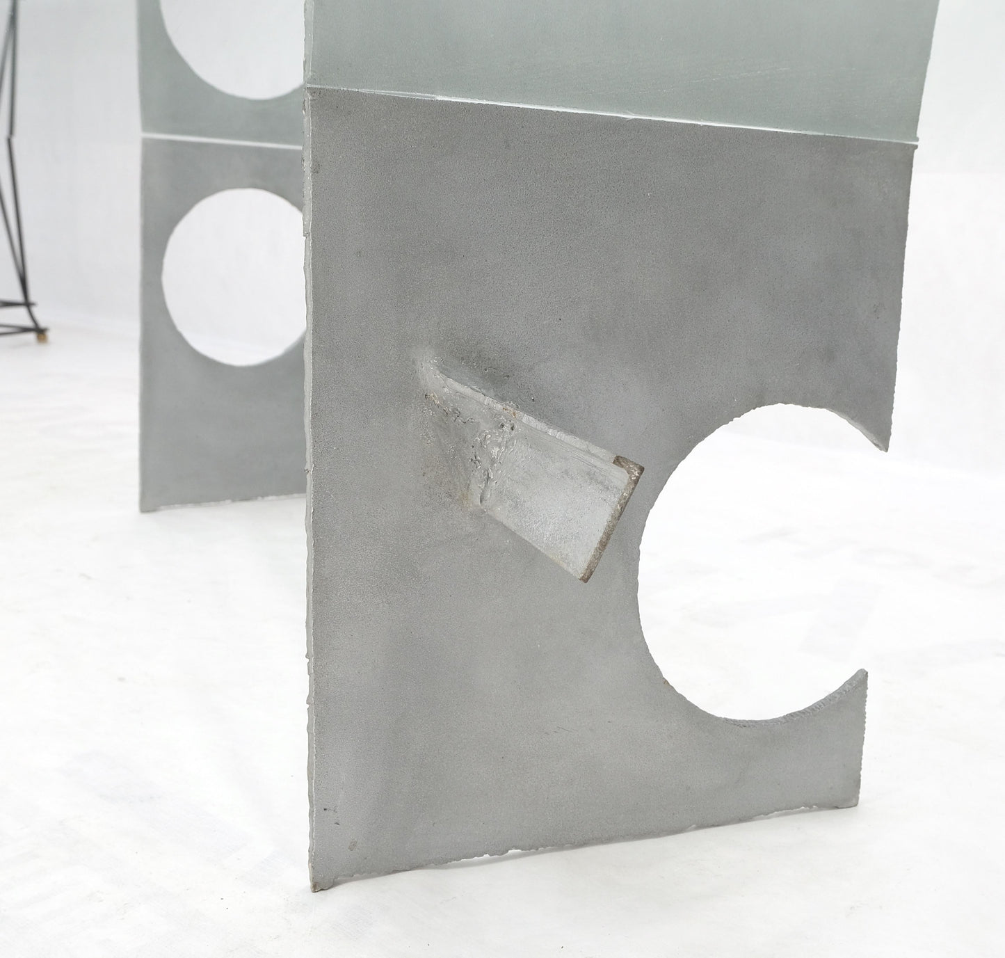 EstablishedLines Twisted Metal Ribbon Base 3/4" Rectangle Glass Top Mid Century Coffee Table MINT