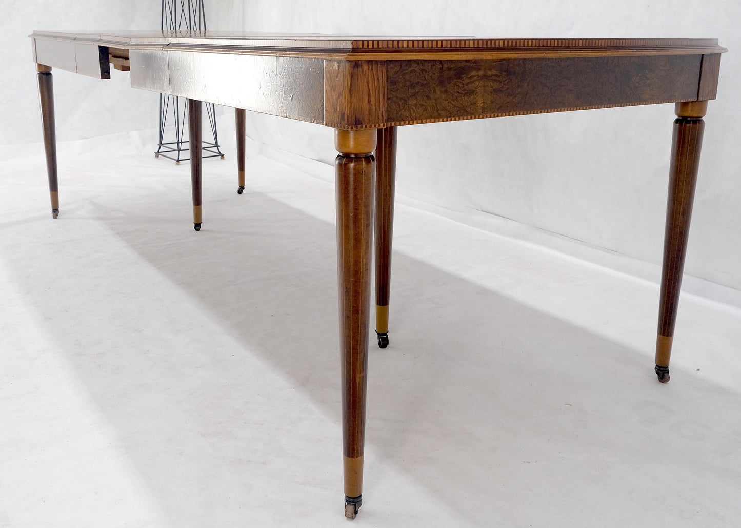 EstablishedLines French Art Deco Phenomenal Rosewood Pattern Compact Dining Table 3 Leaves MINT