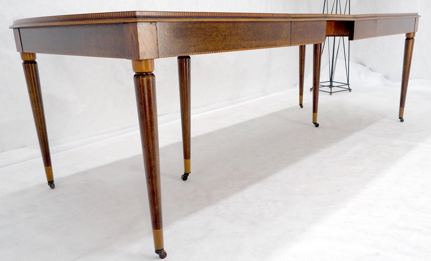 EstablishedLines French Art Deco Phenomenal Rosewood Pattern Compact Dining Table 3 Leaves MINT