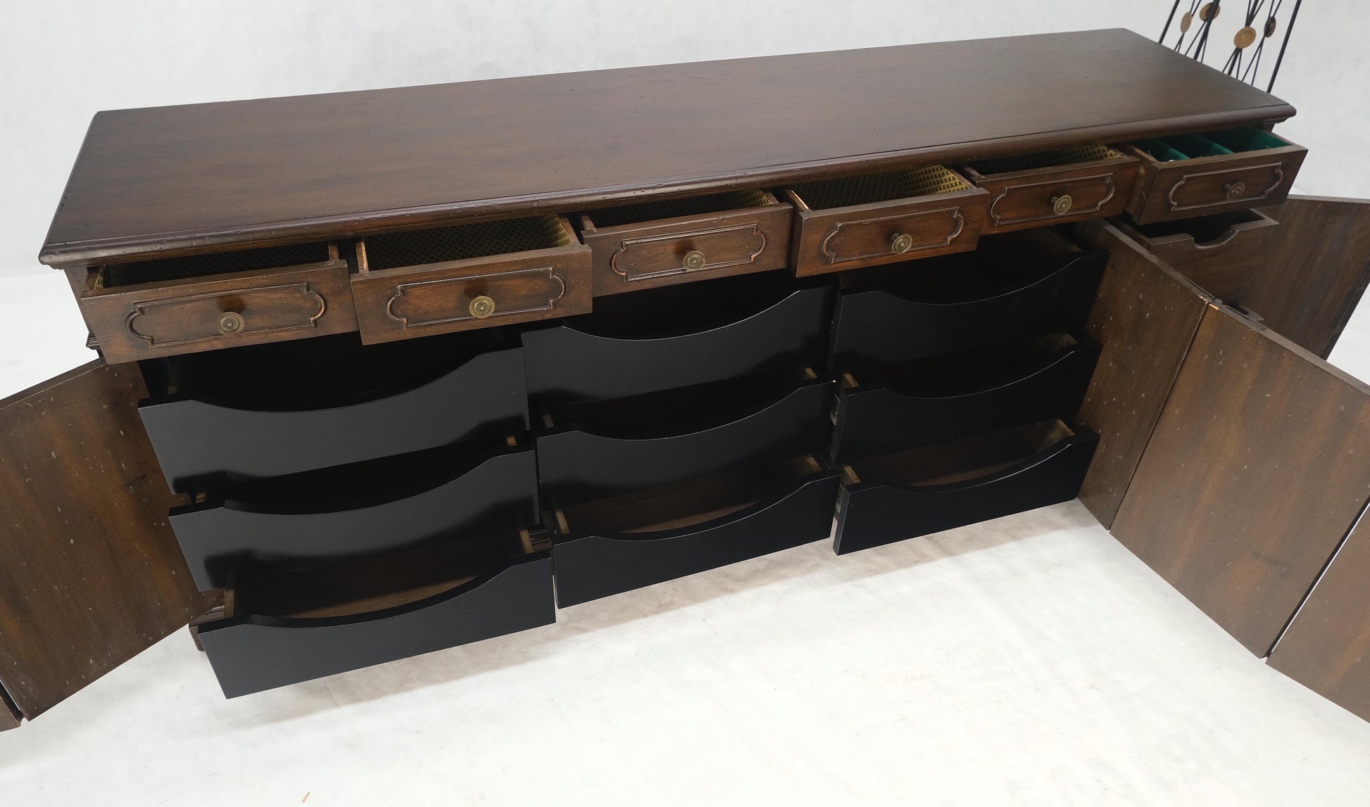 EstablishedLines Bloomingdale's Long Dresser Credenza Accordion Door 18 Drawers Dark Walnut MINT!