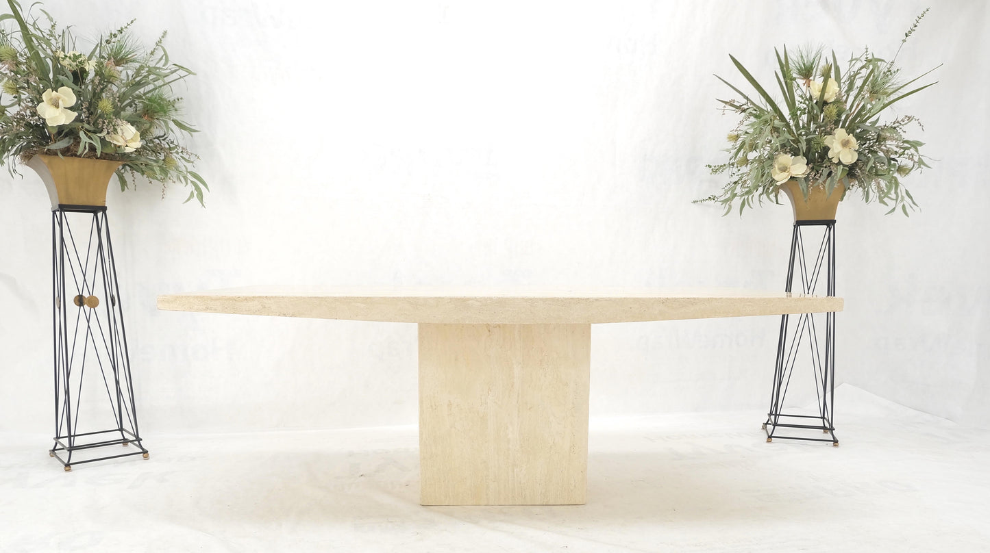 Midcentury Italian Modern Travertine Single Pedestal Dining Conference Table