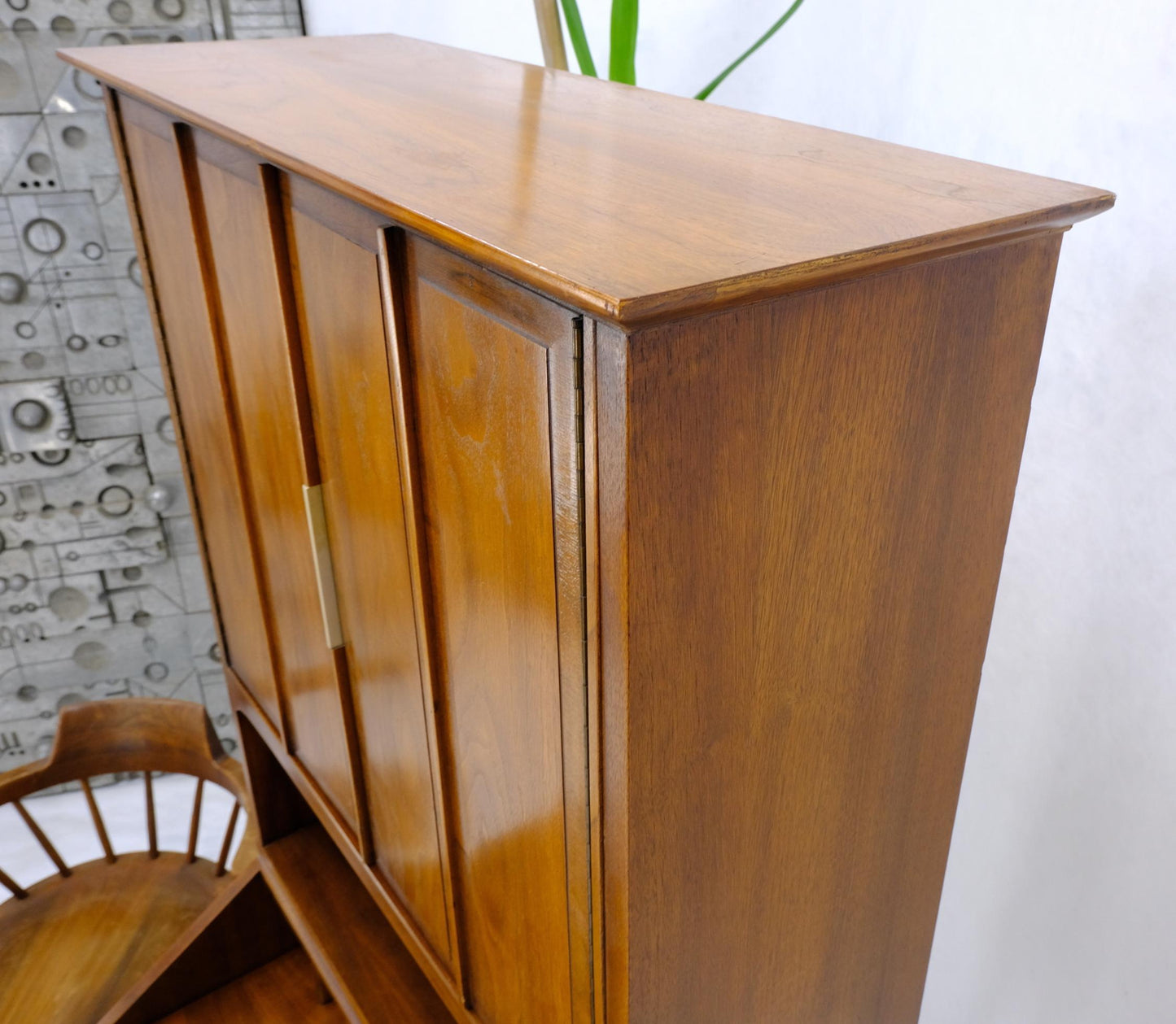 EstablishedLines Mid-Century Modern Walnut tall Secretary Desk Bookcase