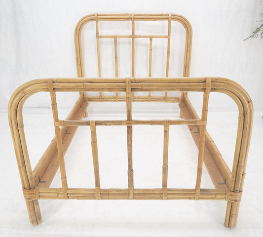 EstablishedLines Bent Bamboo Rattan Headboard Footboard Queen Size Bed Mid Century MINT!