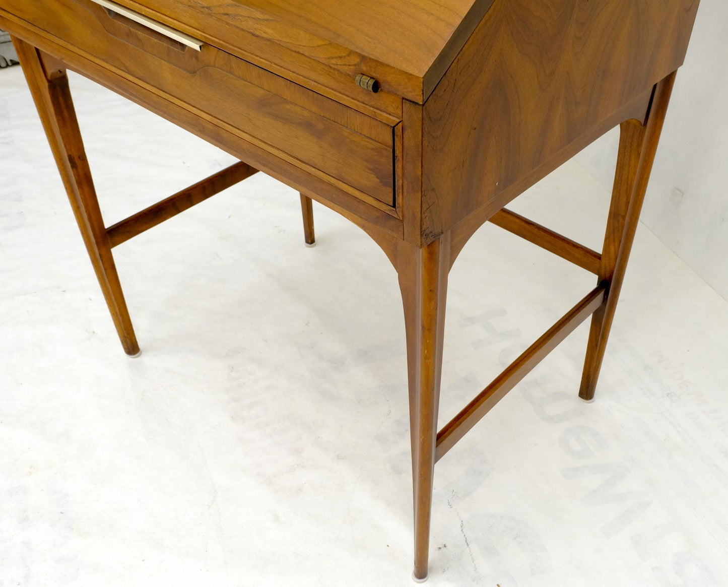 EstablishedLines Mid-Century Modern Walnut tall Secretary Desk Bookcase