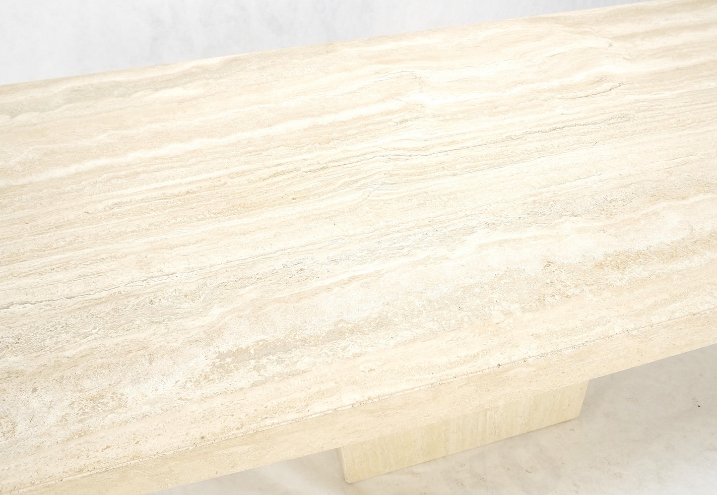 Midcentury Italian Modern Travertine Single Pedestal Dining Conference Table