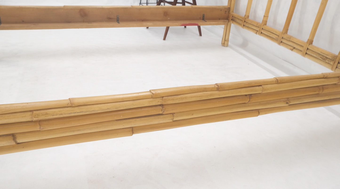 Bent Bamboo Rattan Headboard Footboard Queen Size Bed Mid Century MINT!