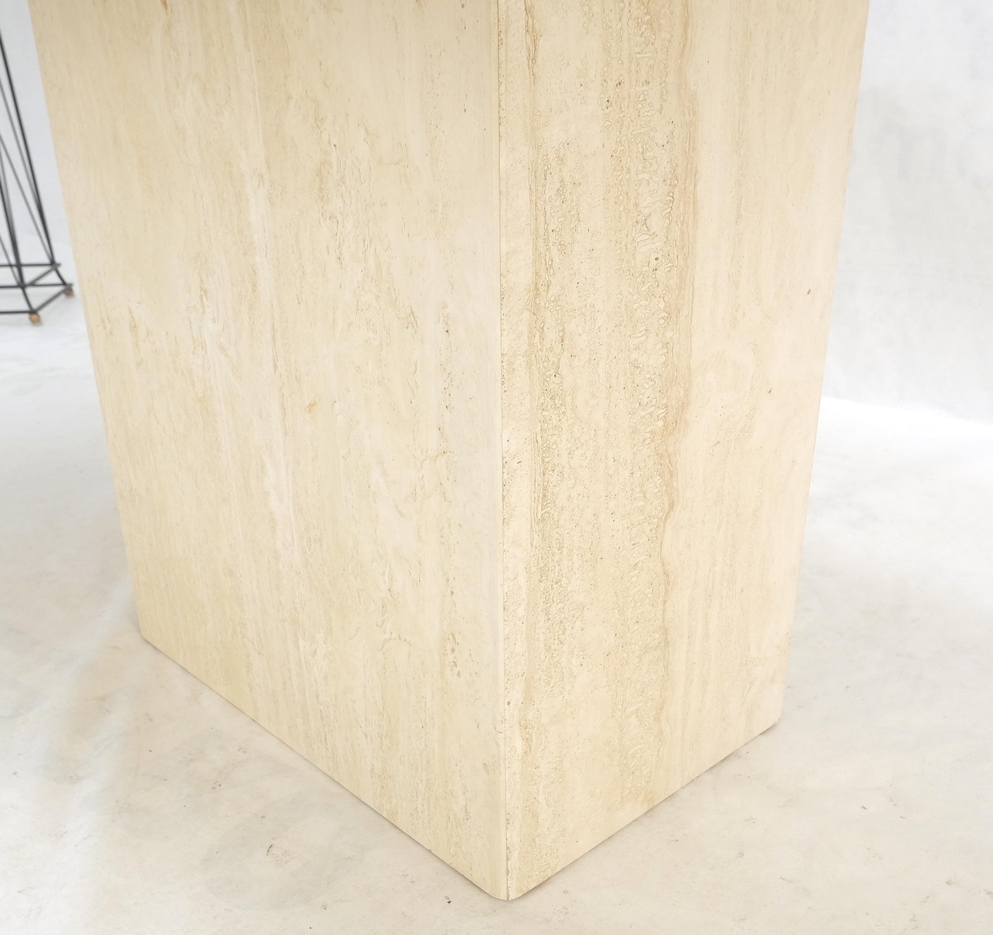 Midcentury Italian Modern Travertine Single Pedestal Dining Conference Table