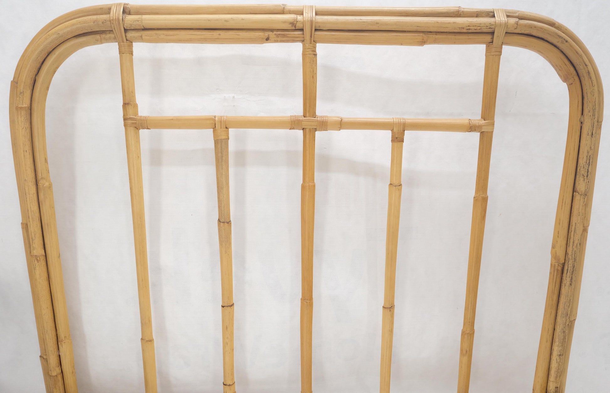 EstablishedLines Bent Bamboo Rattan Headboard Footboard Queen Size Bed Mid Century MINT!