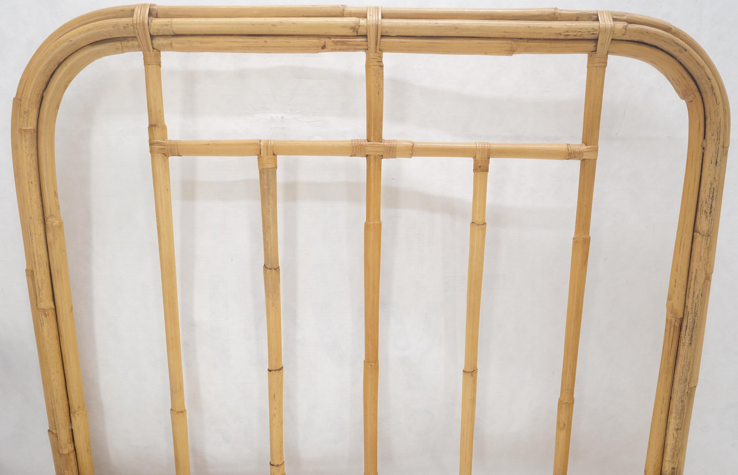Bent Bamboo Rattan Headboard Footboard Queen Size Bed Mid Century MINT!