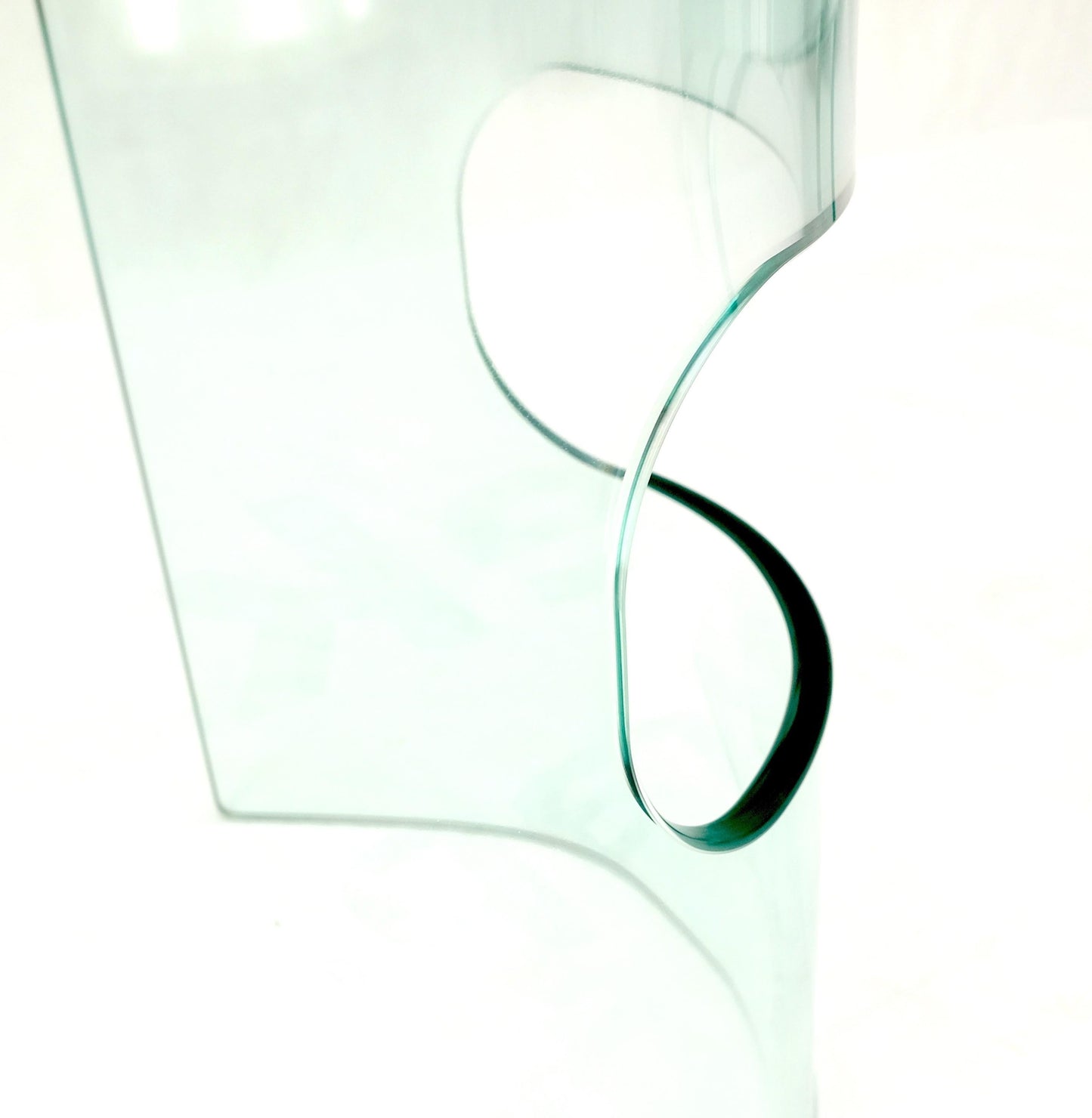 EstablishedLines Mid Century Italian Modern Bend Glass C Shape Base Coffee Side Table