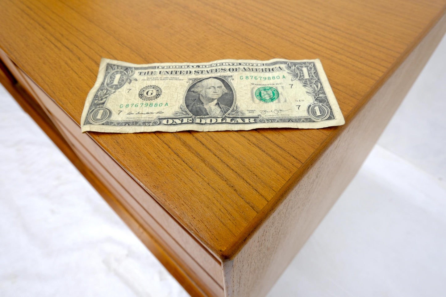 EstablishedLines Danish Mid-Century Modern Teak Low 4 Drawers Sliding Doors Compartment Credenza