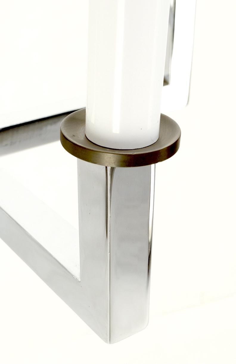 EstablishedLines Polished Chrome Cross Shape Base Mid-Century Modern 4 Way Floor Lamp Parzinger