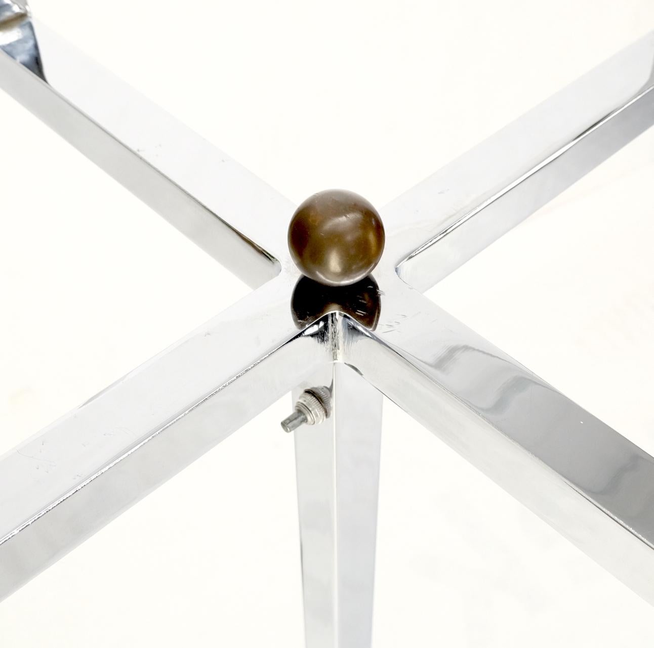 EstablishedLines Polished Chrome Cross Shape Base Mid-Century Modern 4 Way Floor Lamp Parzinger