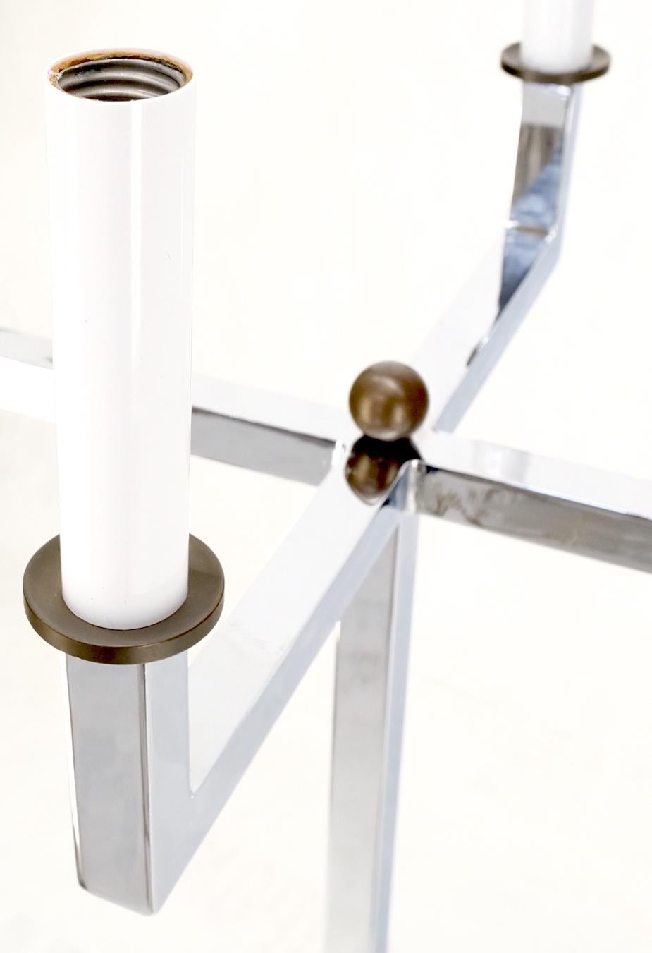 EstablishedLines Polished Chrome Cross Shape Base Mid-Century Modern 4 Way Floor Lamp Parzinger