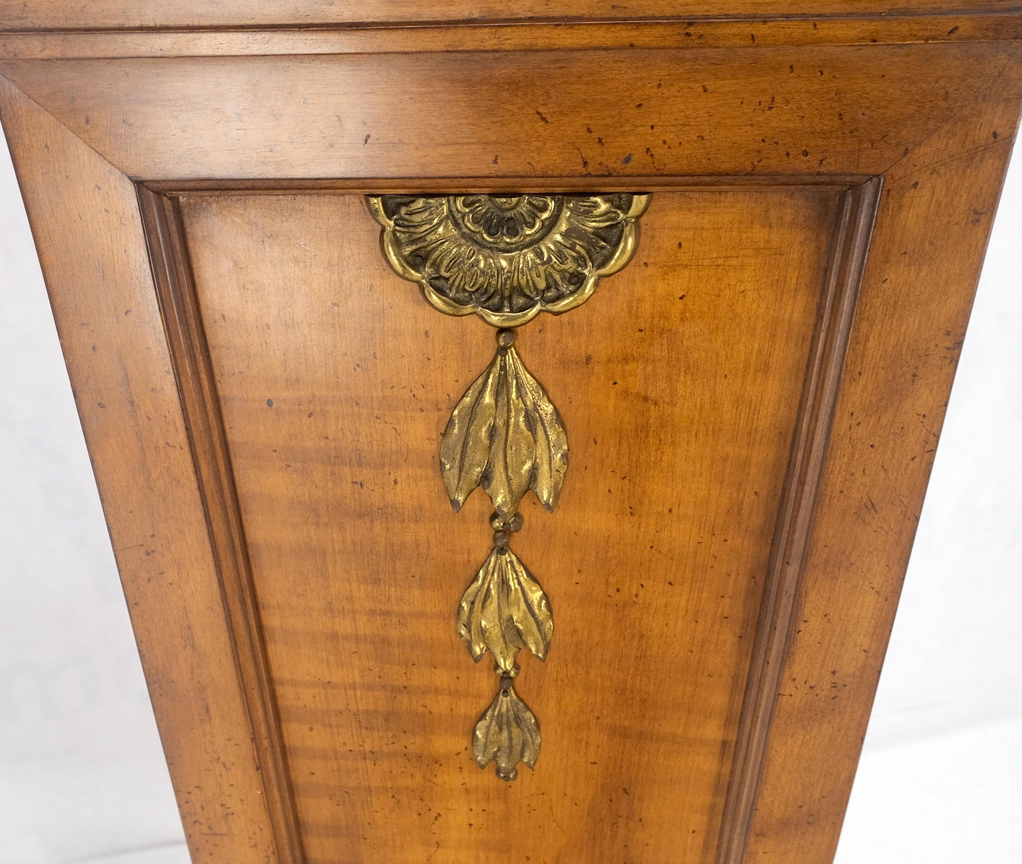 EstablishedLines Pair of Tapered Light Tiger Maple Bronze Mount Large Square Pedestals MINT!