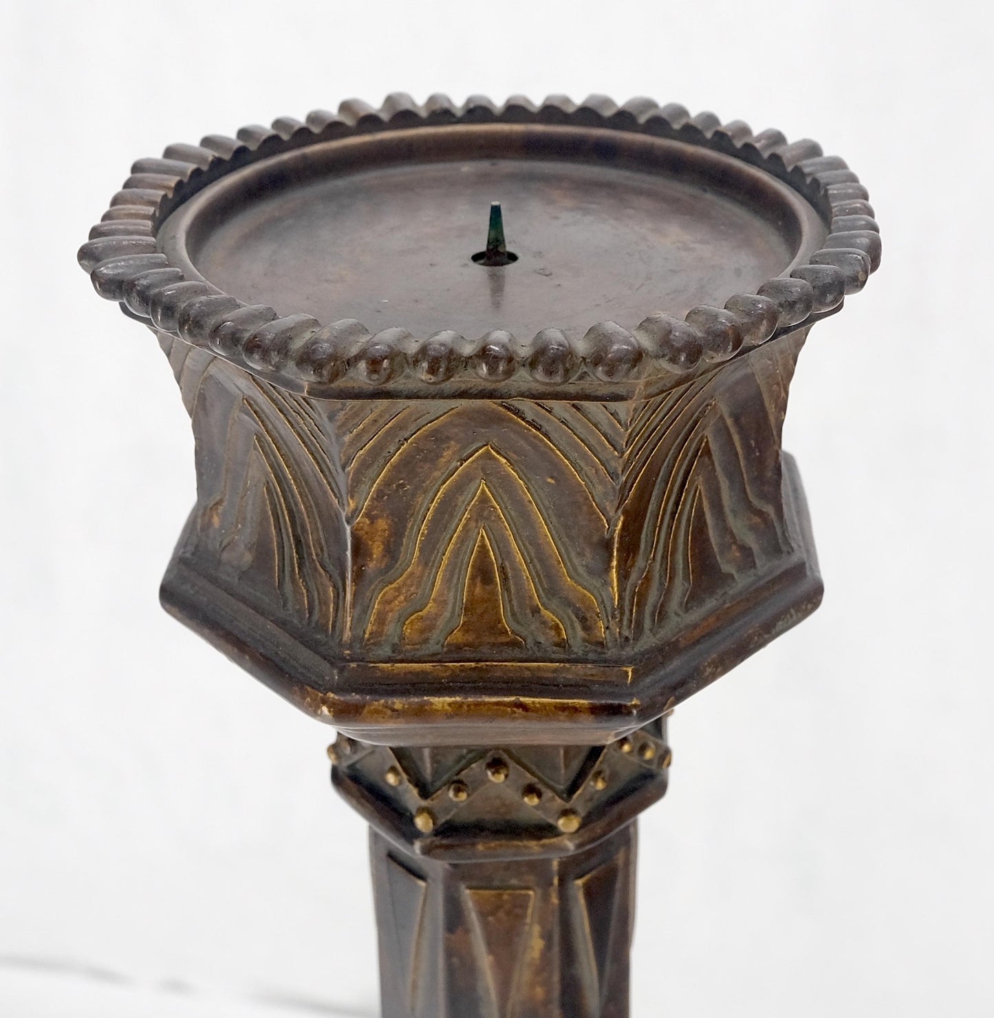EstablishedLines Pair of Large 49" Tall Patinated Copper Art Deco Floor Candlesticks MINT!