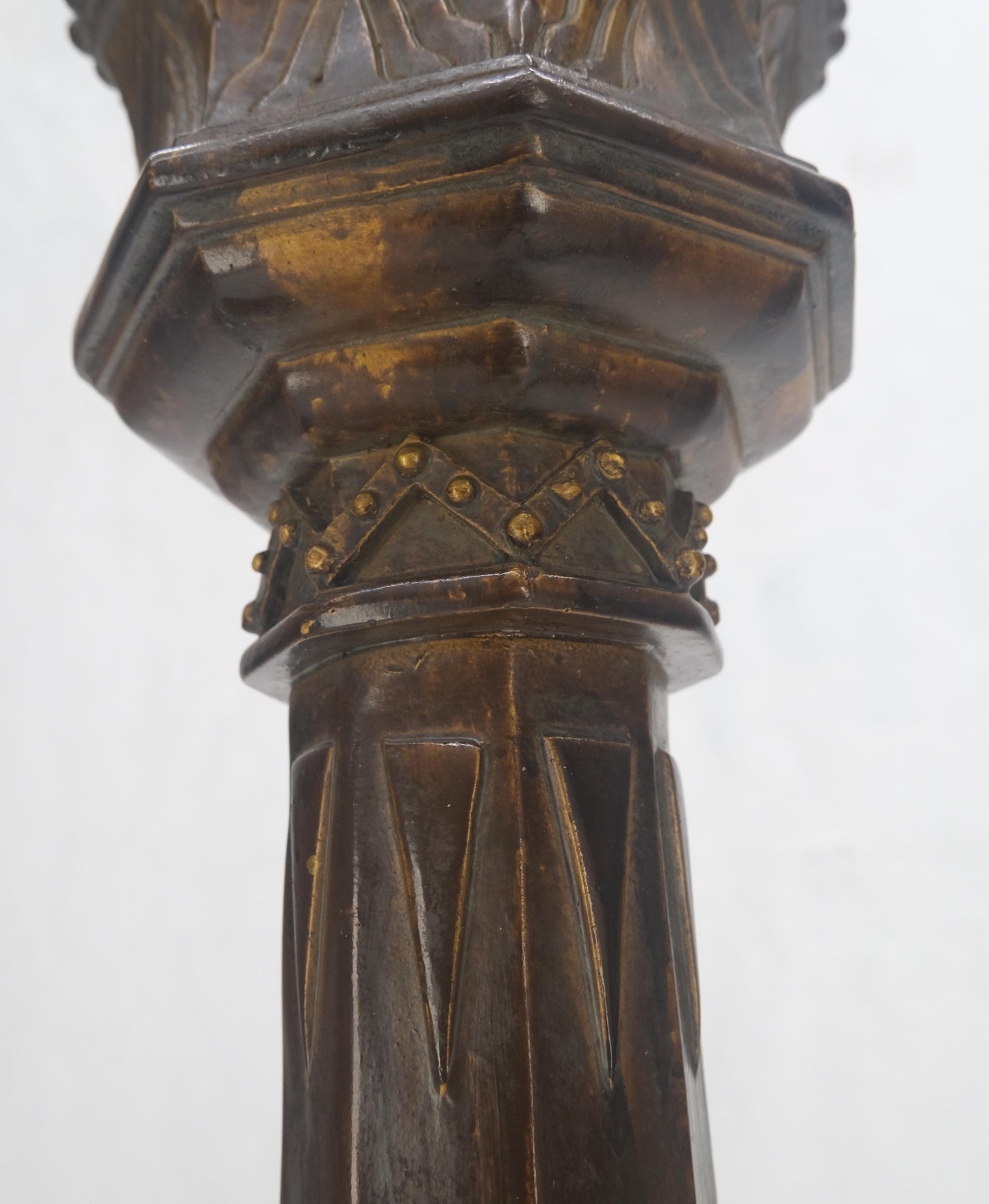 EstablishedLines Pair of Large 49" Tall Patinated Copper Art Deco Floor Candlesticks MINT!