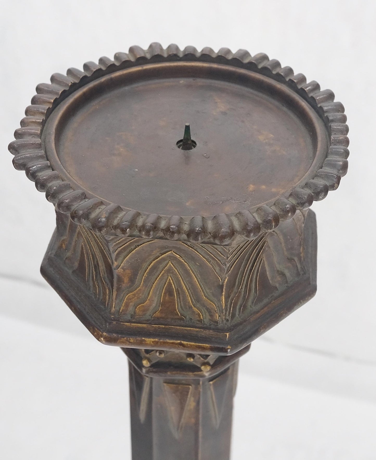 EstablishedLines Pair of Large 49" Tall Patinated Copper Art Deco Floor Candlesticks MINT!