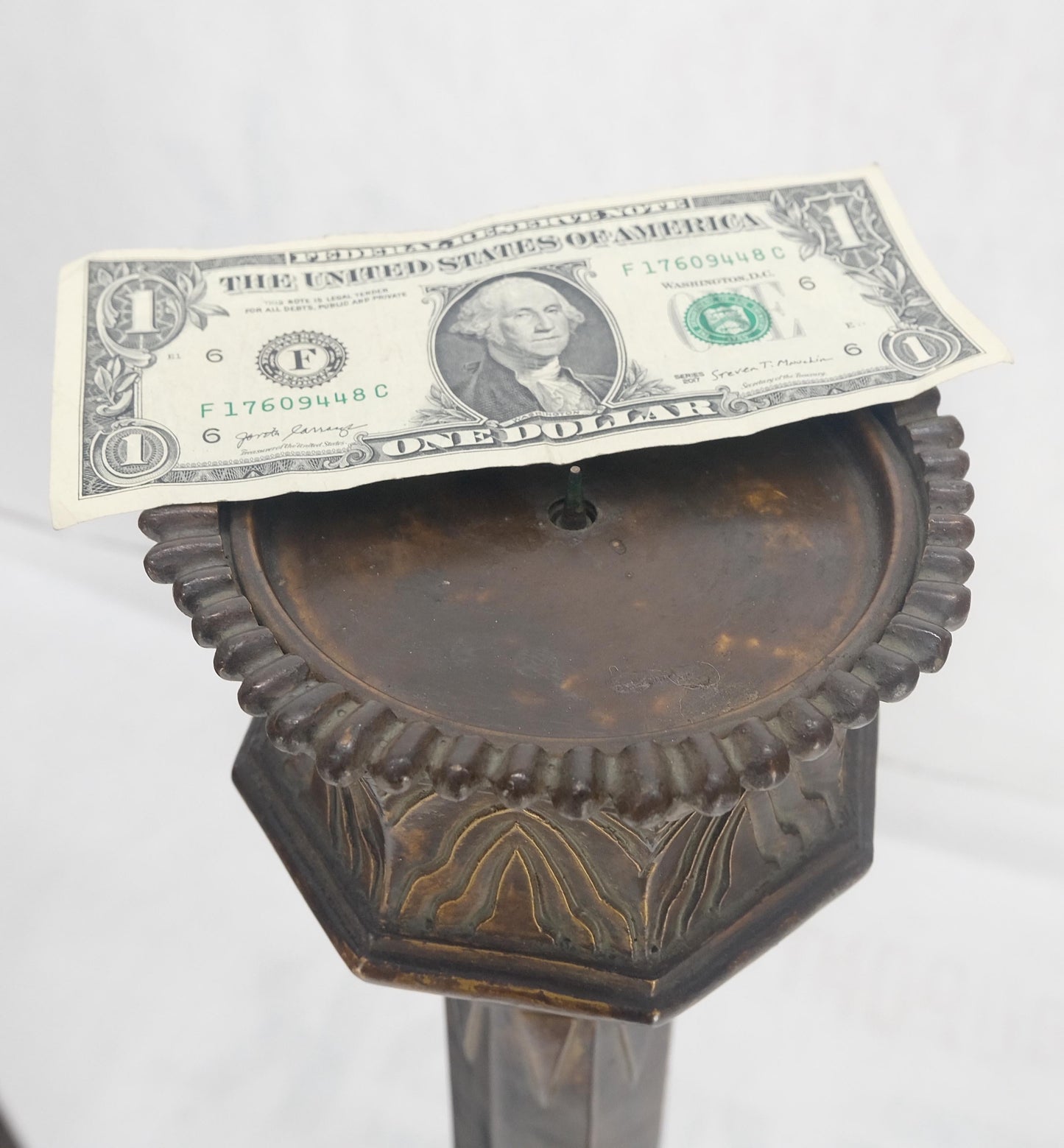 EstablishedLines Pair of Large 49" Tall Patinated Copper Art Deco Floor Candlesticks MINT!