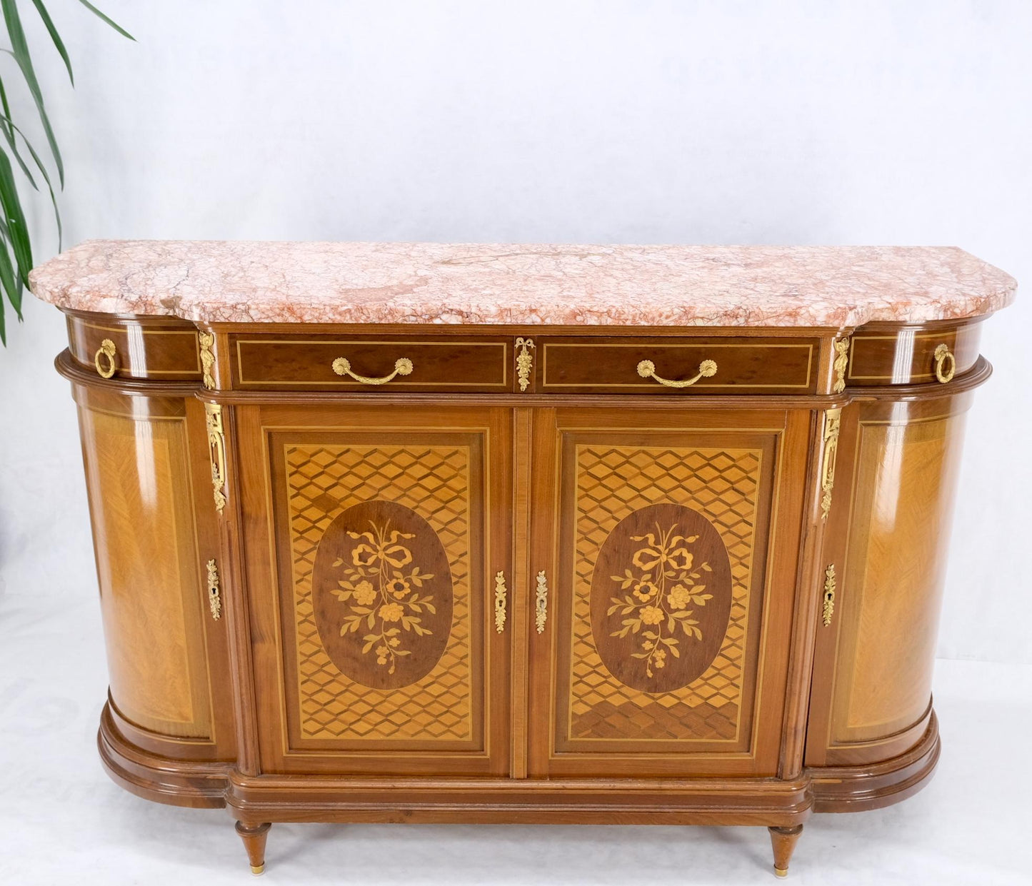 EstablishedLines Louis XVI Style Commode Bronze Ormolu-Mounted Vitrine Buffet Sideboard Inlay