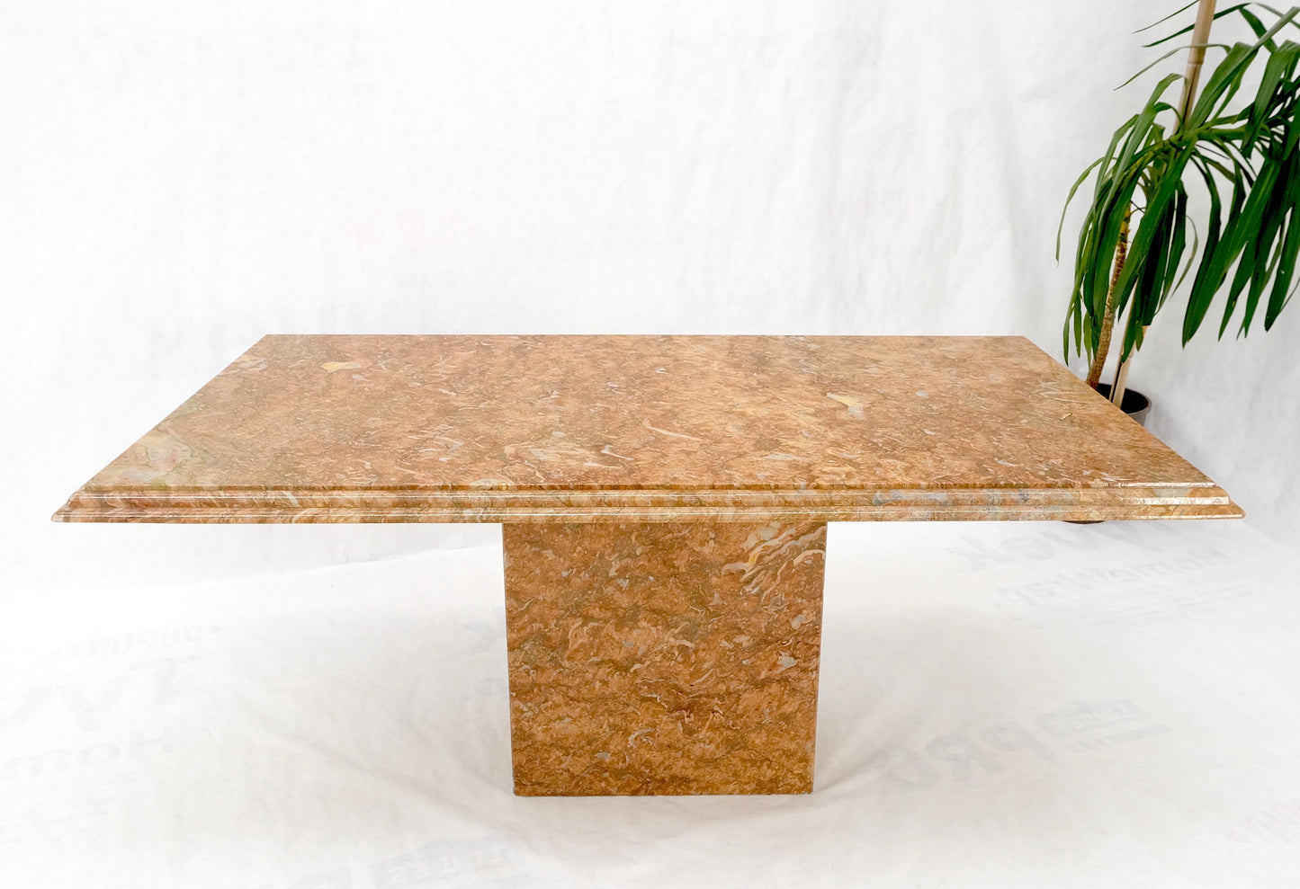 EstablishedLines Rouge Brick Color Single Pedestal Italian Marble Dining Conference Table Mint!