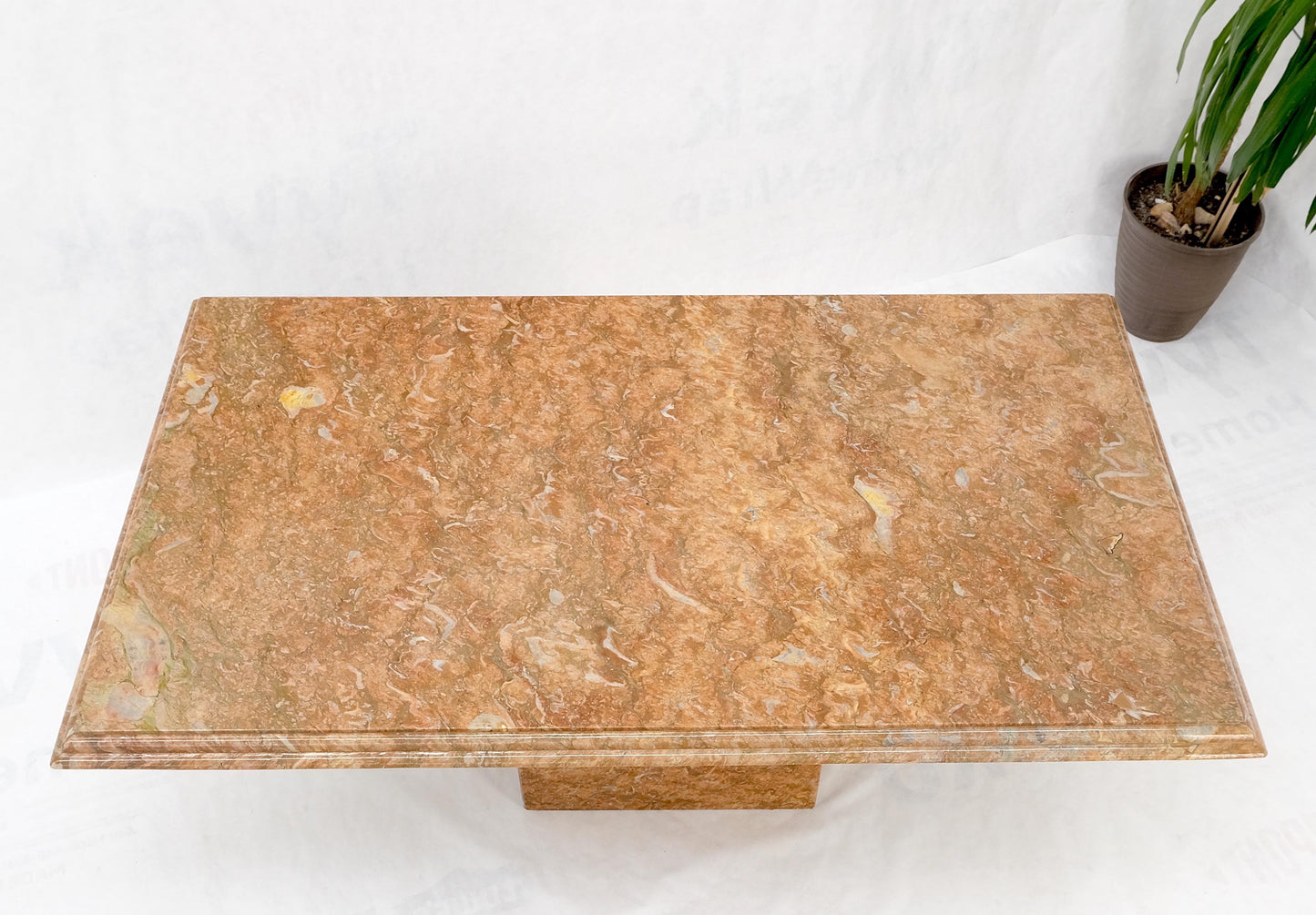 EstablishedLines Rouge Brick Color Single Pedestal Italian Marble Dining Conference Table Mint!