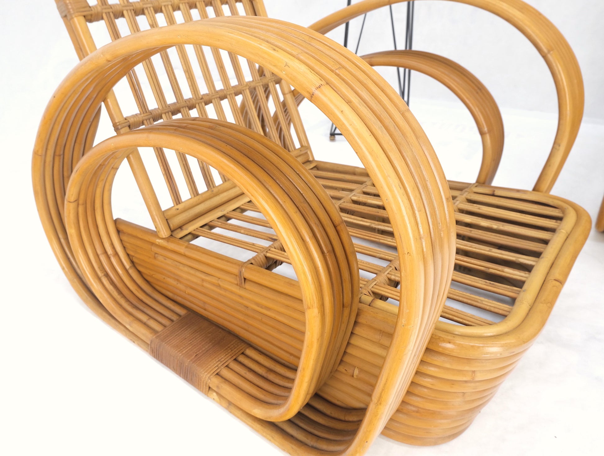 EstablishedLines New Upholstery Paul Frankl Rattan Living Room Tank Chair Set MINT!