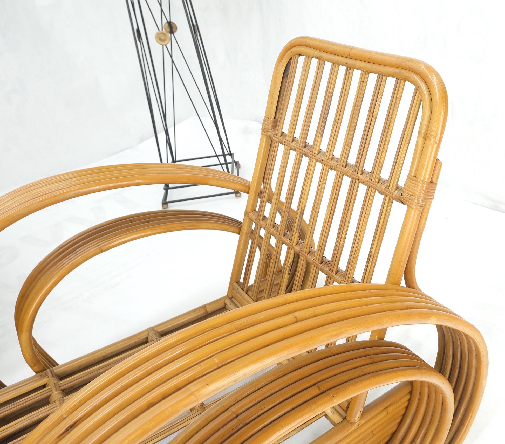 EstablishedLines New Upholstery Paul Frankl Rattan Living Room Tank Chair Set MINT!