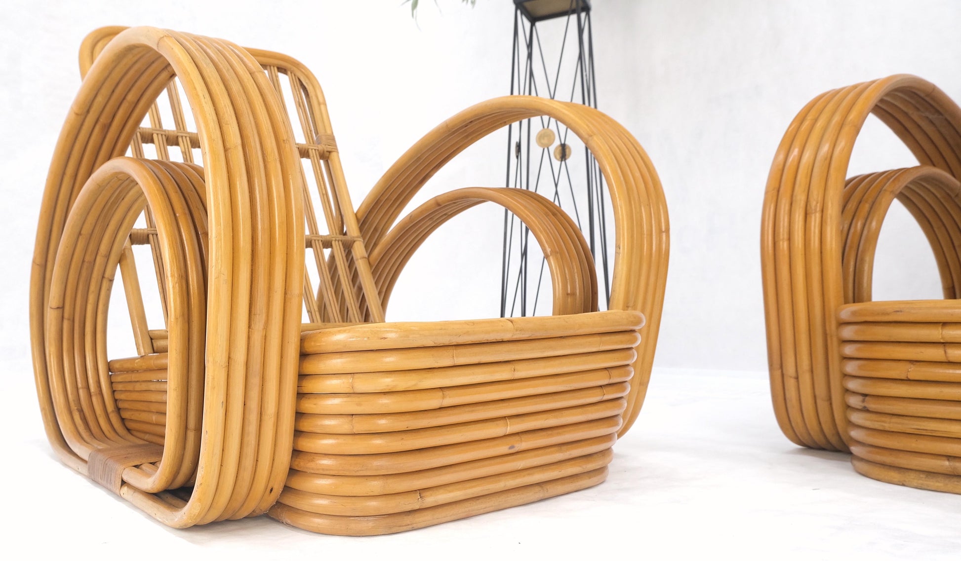 EstablishedLines New Upholstery Paul Frankl Rattan Living Room Tank Chair Set MINT!