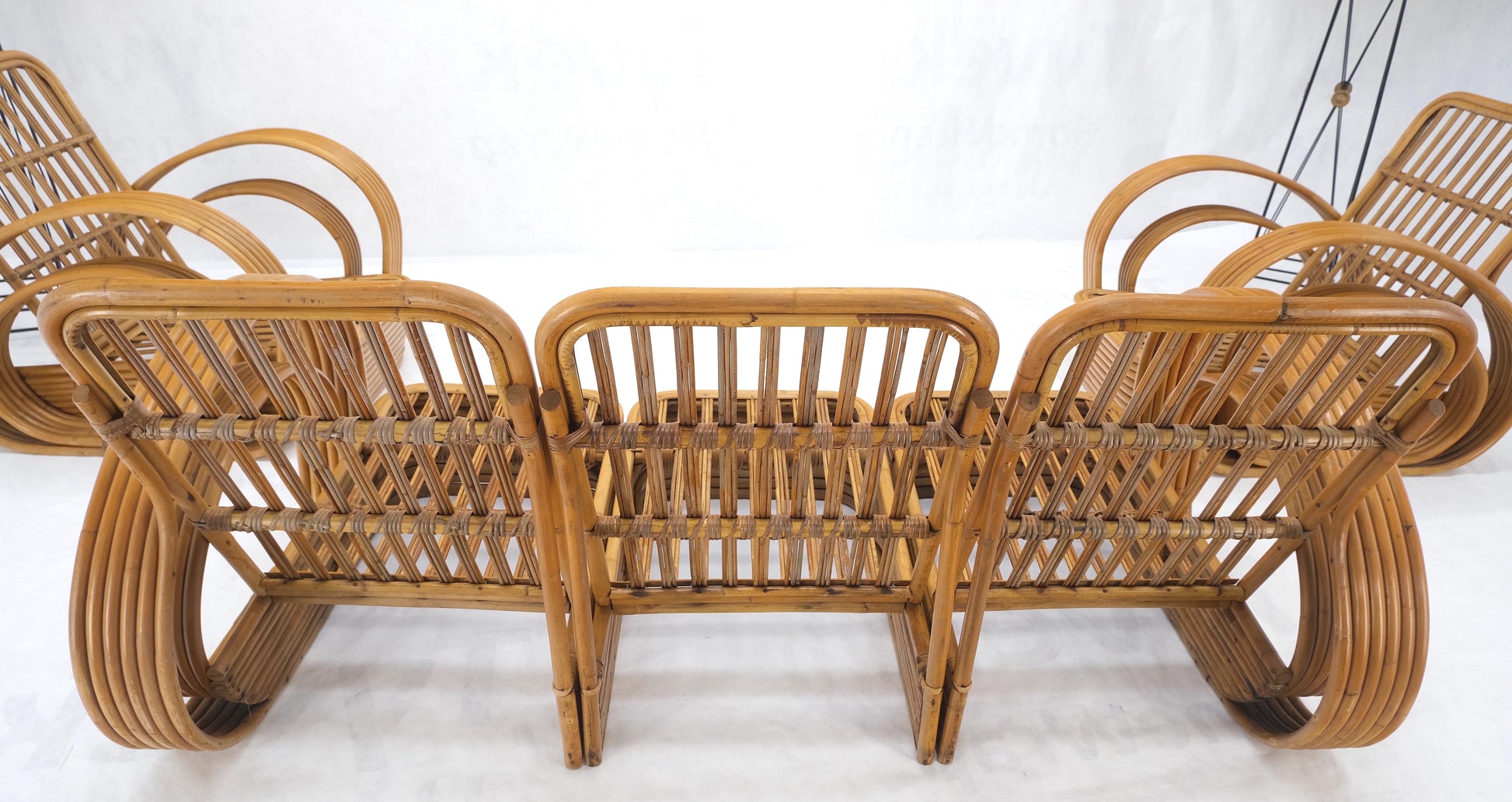 EstablishedLines New Upholstery Paul Frankl Rattan Living Room Tank Chair Set MINT!