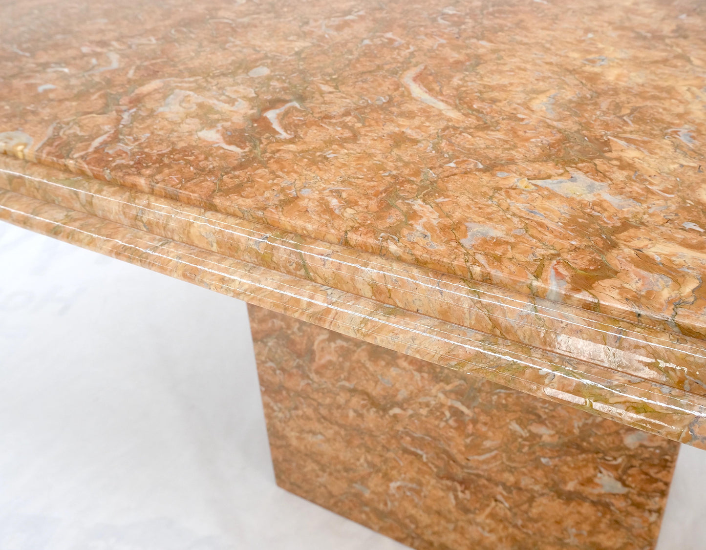 EstablishedLines Rouge Brick Color Single Pedestal Italian Marble Dining Conference Table Mint!