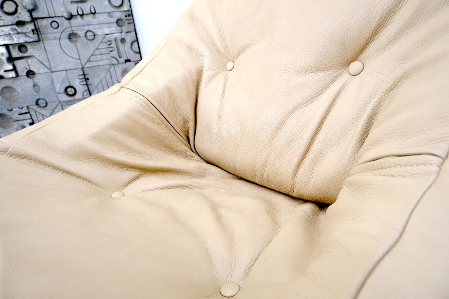 EstablishedLines Pair of Mid Century Danish Modern Teak Frames Leather Sling Seat Lounge Chairs