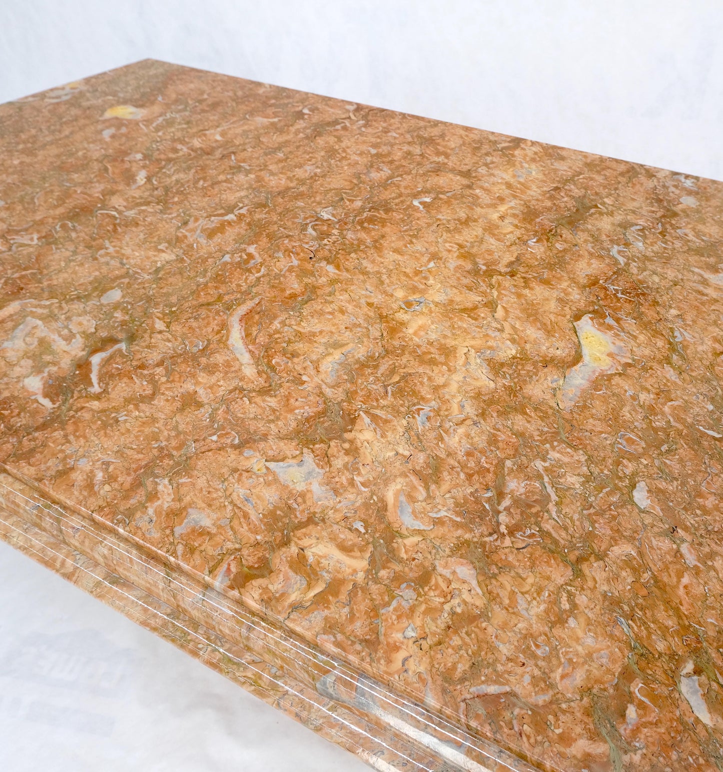 EstablishedLines Rouge Brick Color Single Pedestal Italian Marble Dining Conference Table Mint!