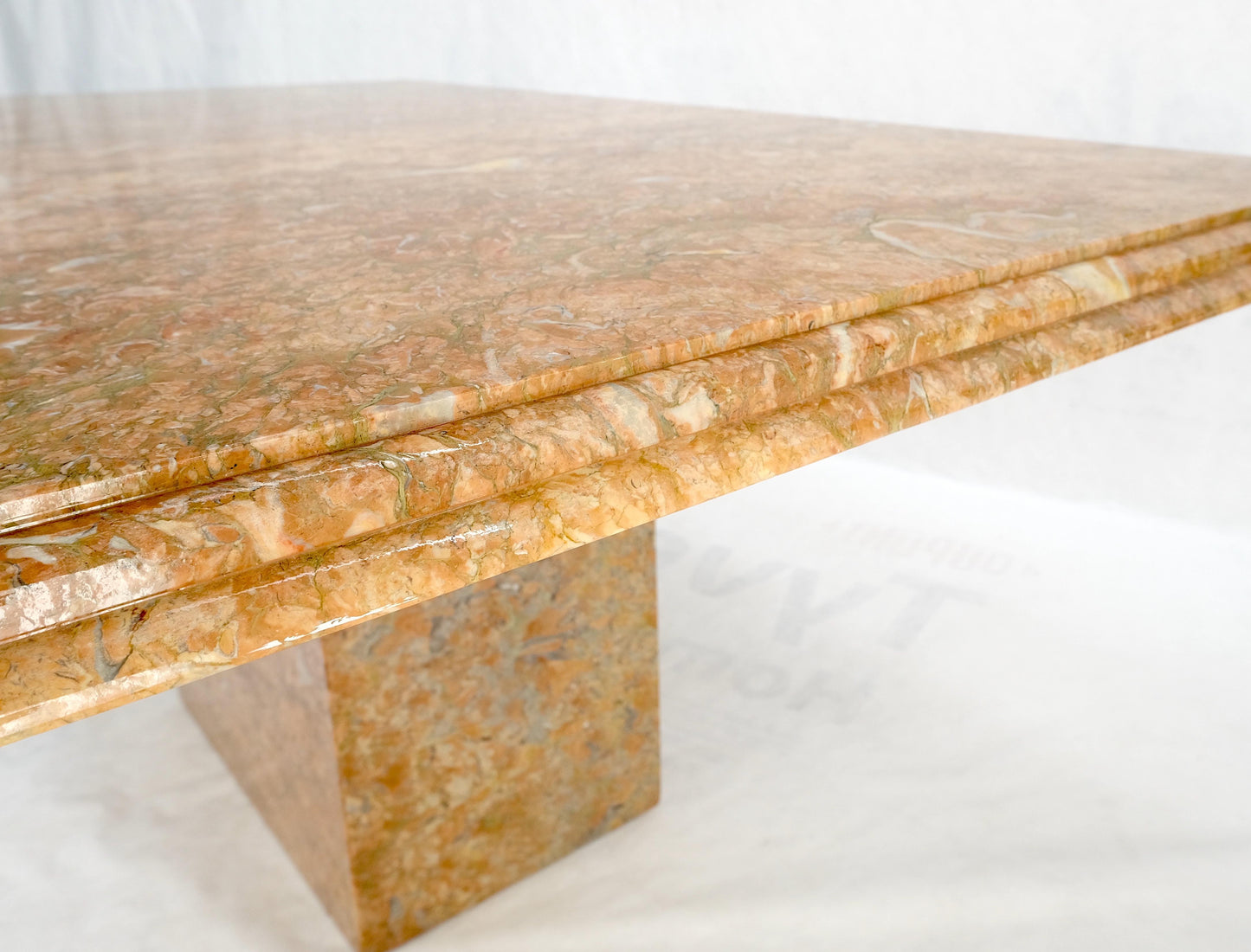 EstablishedLines Rouge Brick Color Single Pedestal Italian Marble Dining Conference Table Mint!