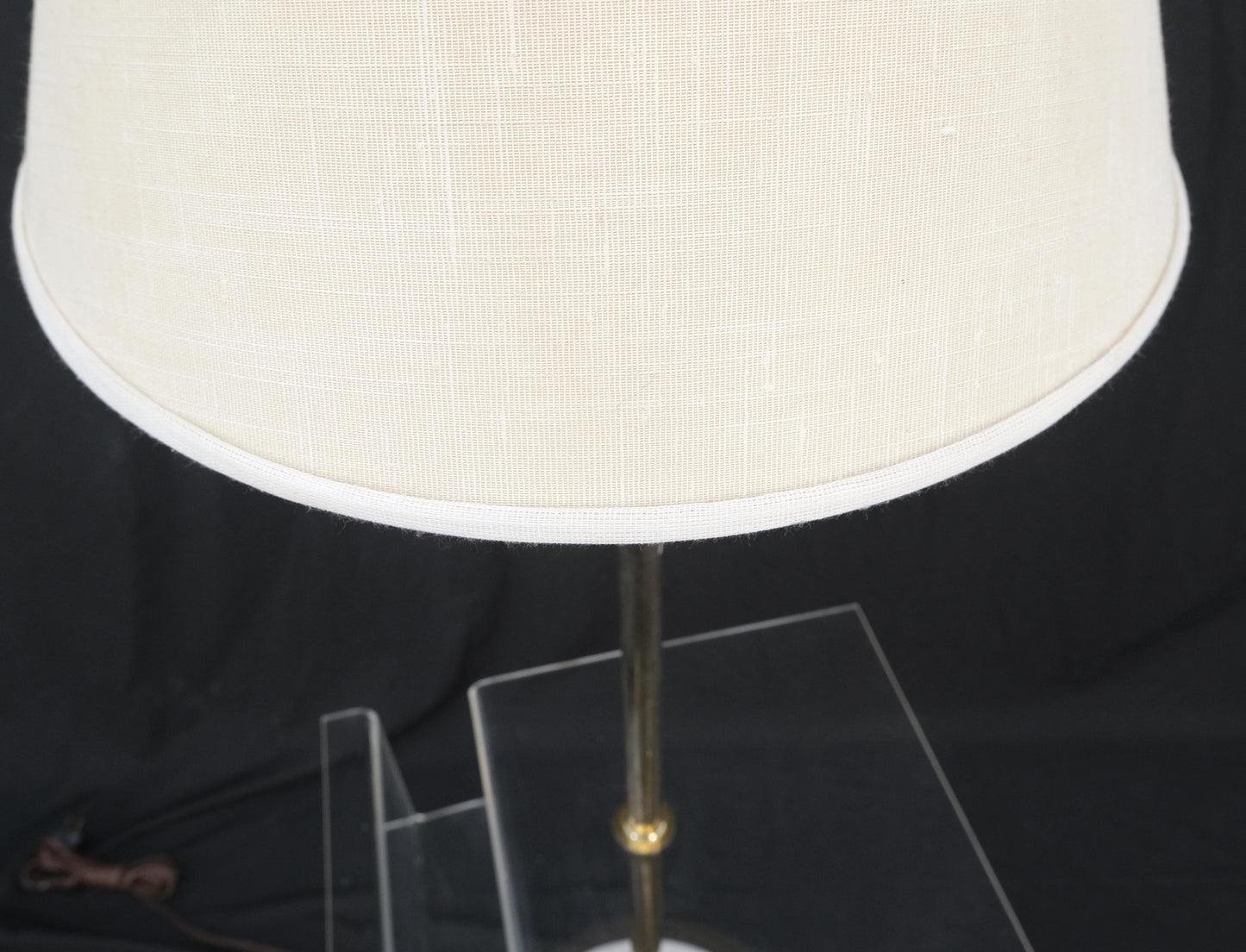 EstablishedLines Round Marble Base Brass Floor lamp Integrated Lucite Table Magazine Rack MINT!