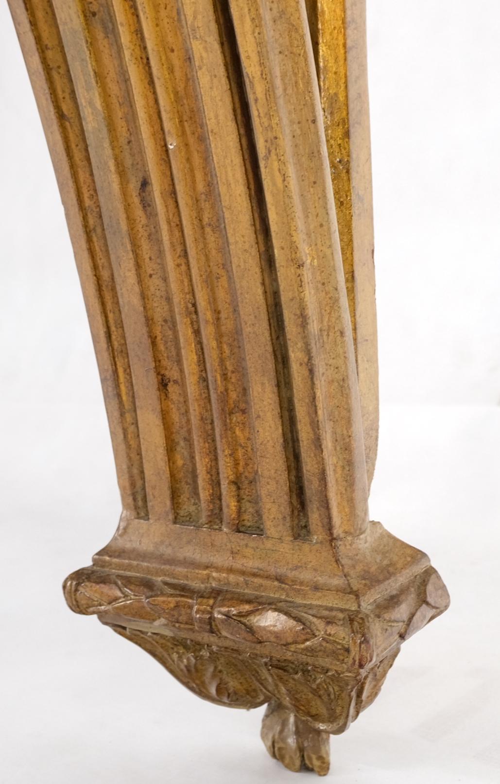 EstablishedLines Hanging Fine Carved Antique Gold Gilt Base Marble Top Console Table Credenza