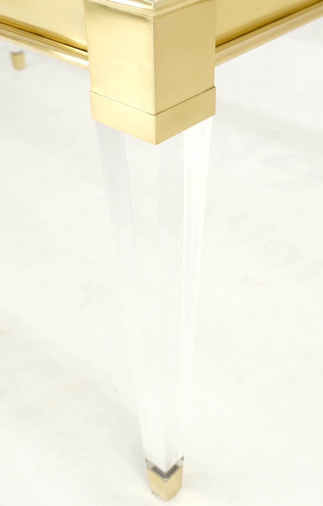 EstablishedLines Large Mid Century Modern c.1970's Lucite Brass Glass Top Rectangle Coffee Table