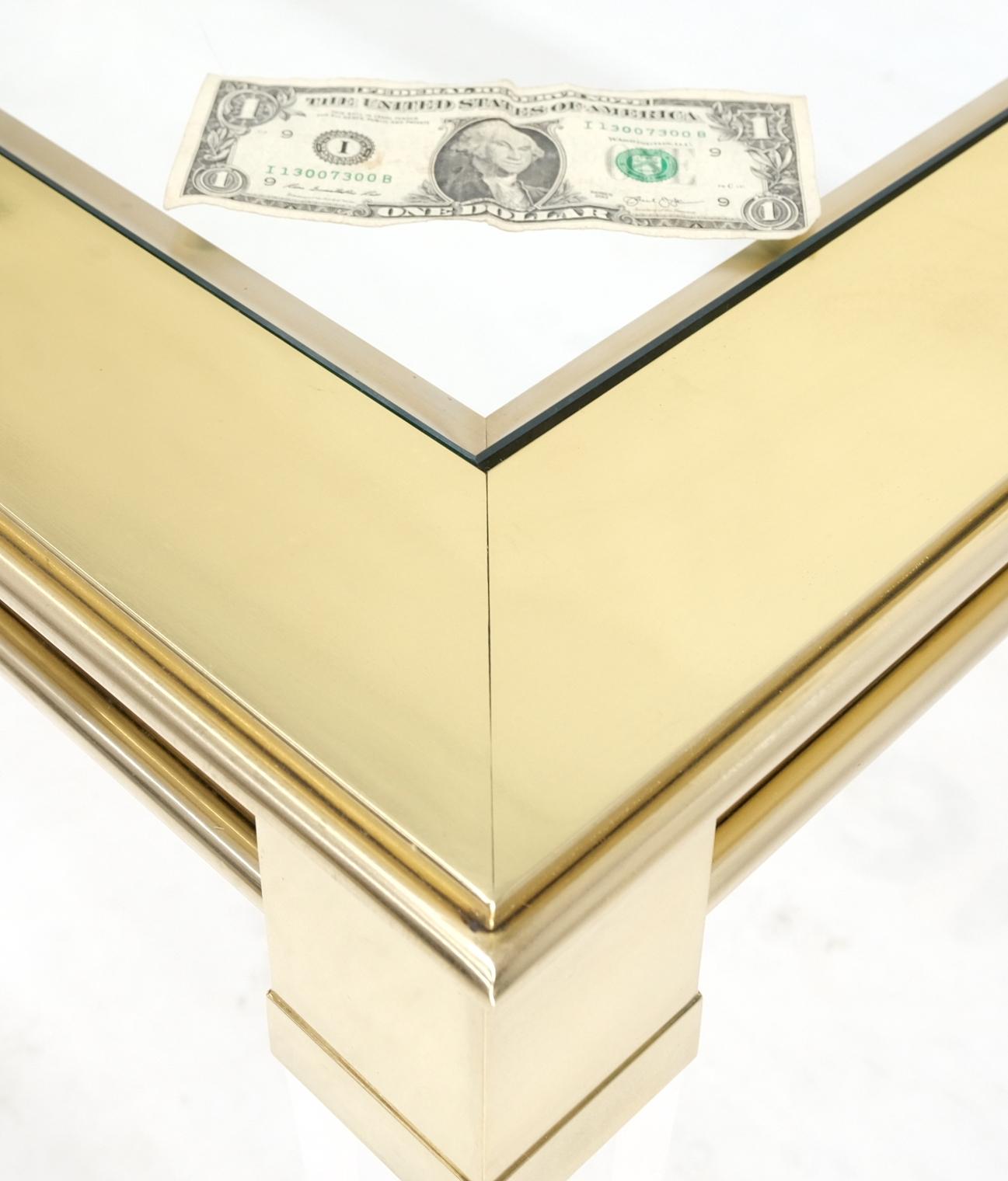 EstablishedLines Large Mid Century Modern c.1970's Lucite Brass Glass Top Rectangle Coffee Table