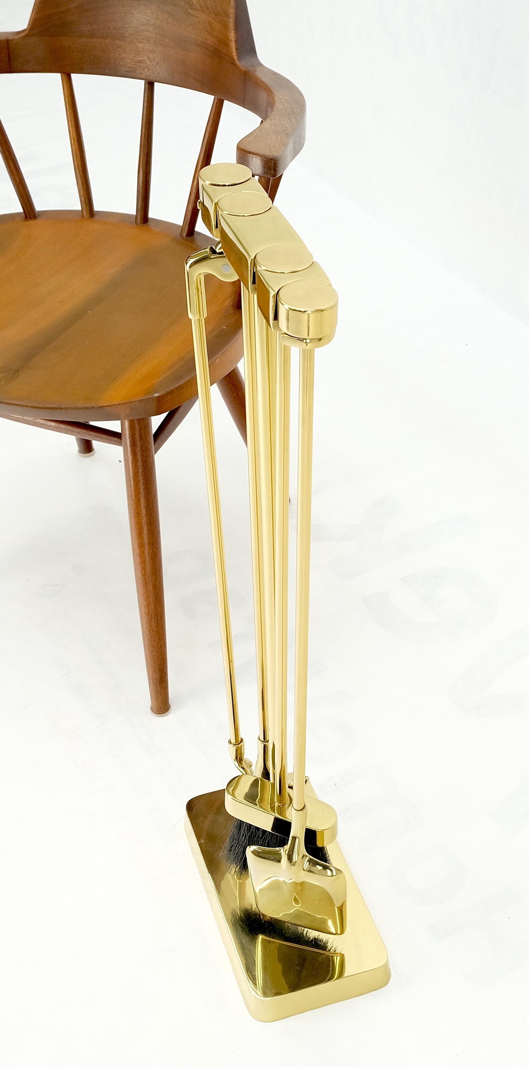 EstablishedLines Set of Quality Mid Century Modern Brass Fireplace Tools